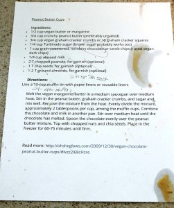 original recipe for peanut butter cups from Oh She Glows