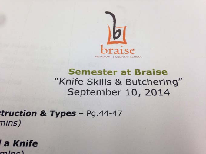 Week One at Braise Culinary School