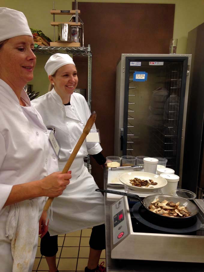 Braise Cooking School Students Working on Mushroom Risotto