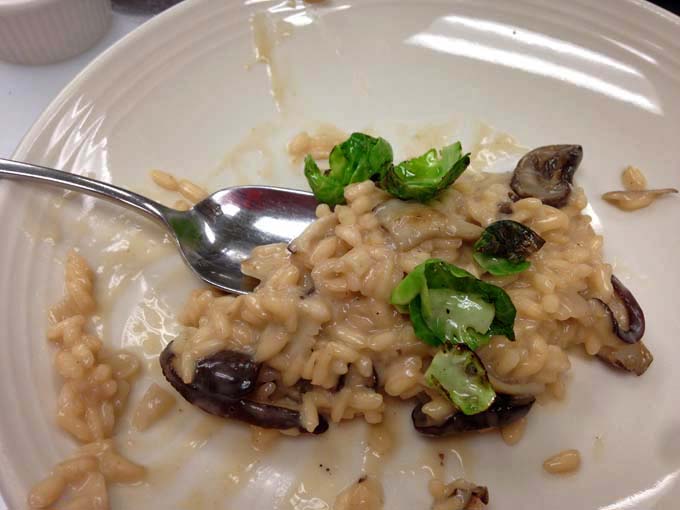 Mushroom Rissoto with Sauteed Brussels Sprout Leaves