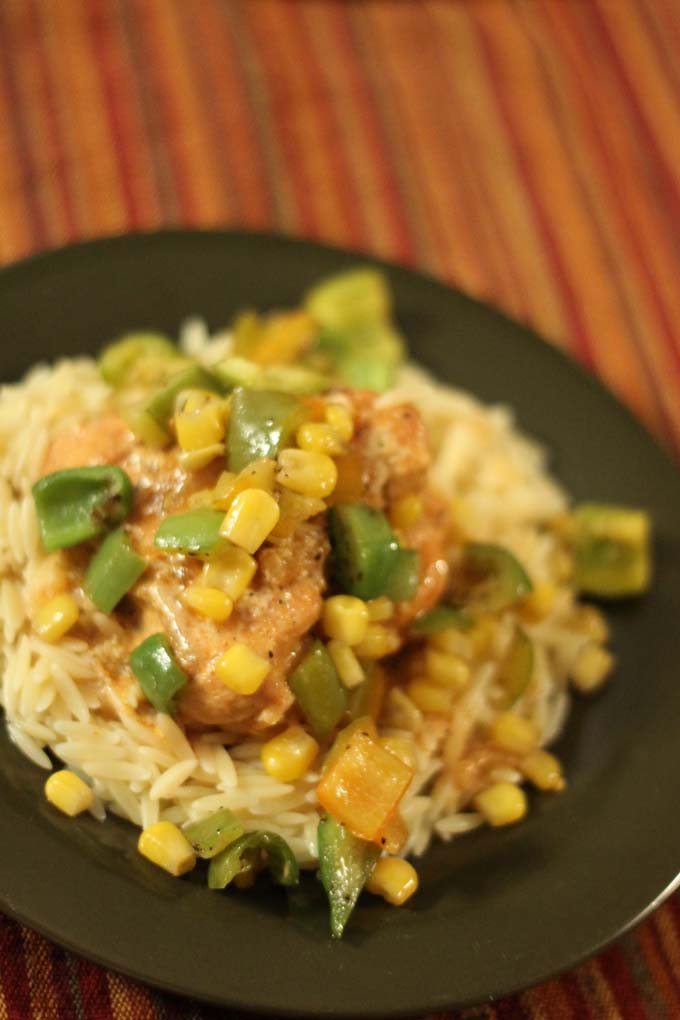 Updated Chicken Paprikash is perfect over orzo.