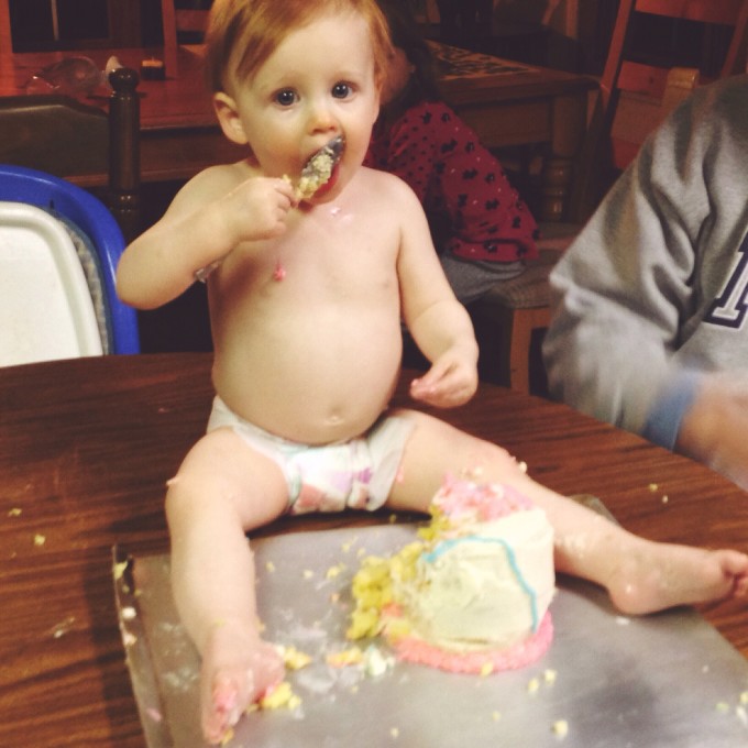 A Polite Baby With Cake