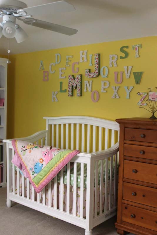 Letter Wall in Nursery with Baby's Initials Accentuated