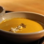 Wood Oven Roasted Carrot Soup with Curried Pickled Apple